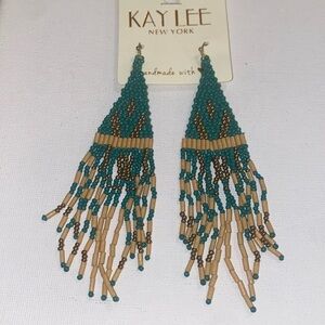 Kay Lee Beaded Fringe Earrings NWT